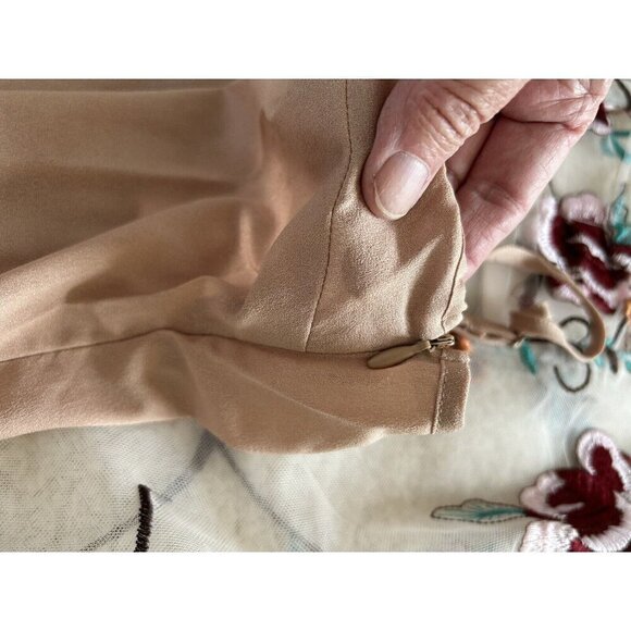 Endless Rose Long Sleeve Round Neck Embroidered Floral Mesh Top Beige/Red Size S - Picture 11 of 13